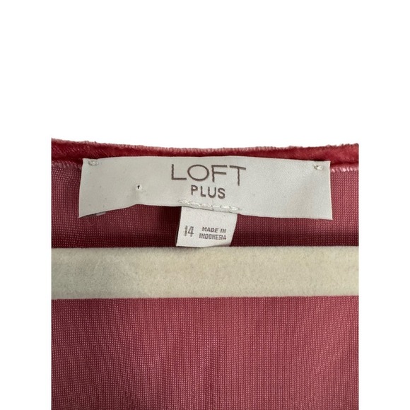 Loft Crushed Velvet Plus Size 14 Terracota Puff Sleeve Blouse - Picture 3 of 6